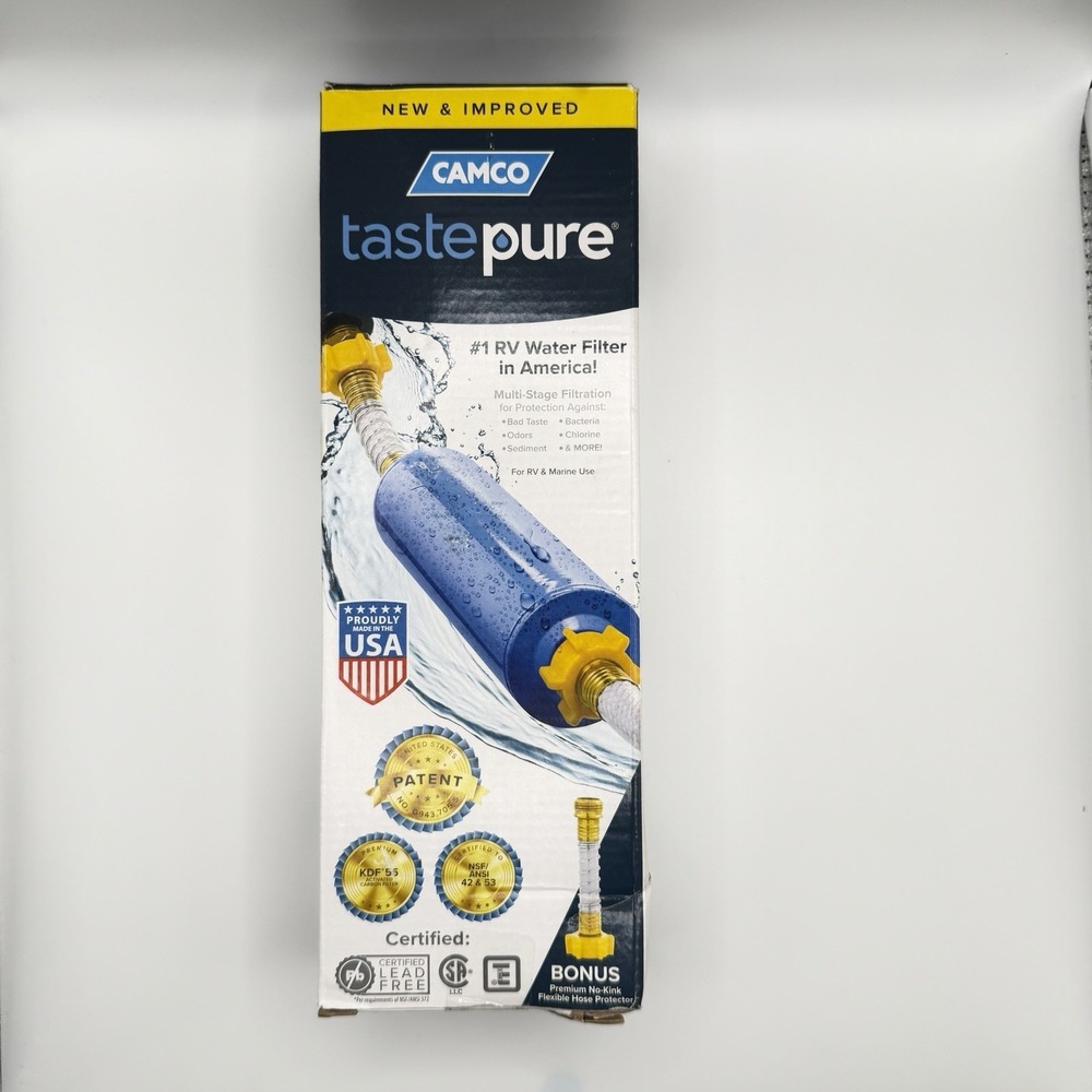 CAMCO 40043 Tastepure Water Filter with Flexible Hose Protector RV Trailer